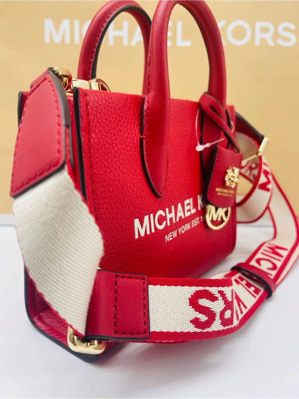 MICHAEL KORS Mirella Extra-Small XS Shopper XBody Crossbody Bag Bright Red  NWT